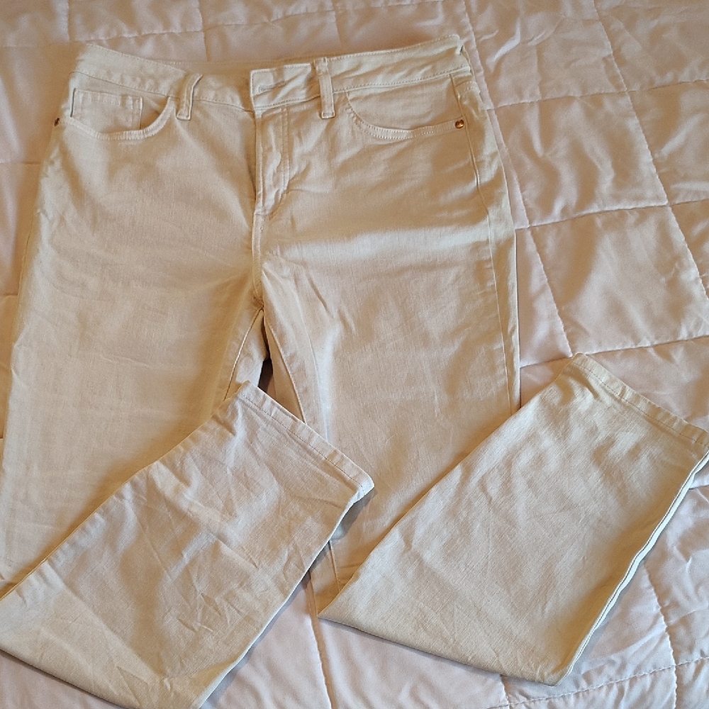 LC Lauren Conrad Women's Straight Leg Cream Jeans